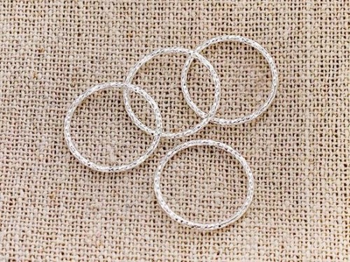 4 of 925 Sterling Silver Diamond Cut Circle Links, Connectors 15x1 mm.