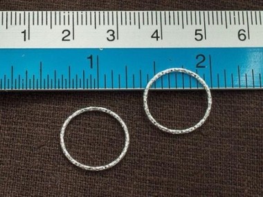 925 Sterling Silver Diamond Cut Circle Links, Connectors 15x1 mm.