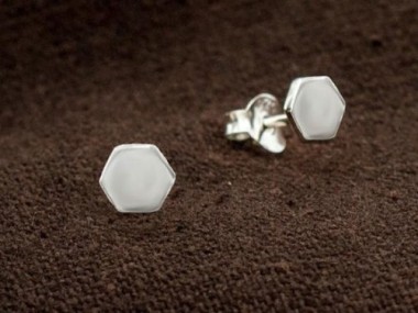 925 Sterling Silver Tiny Hexagon Stud Earrings 5.5mm.