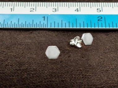 925 Sterling Silver Tiny Hexagon Stud Earrings 5.5mm.