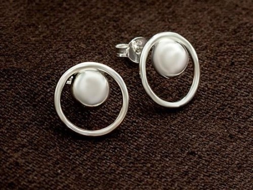 1 pair of 925 Sterling Silver Ball Circle Hoop Stud Earrings 12 mm.