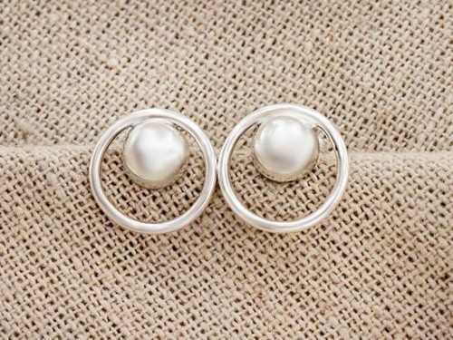 1 pair of 925 Sterling Silver Ball Circle Hoop Stud Earrings 12 mm.