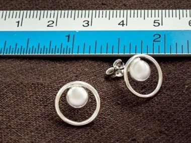 925 Sterling Silver Ball Circle Hoop Stud Earrings 12 mm.