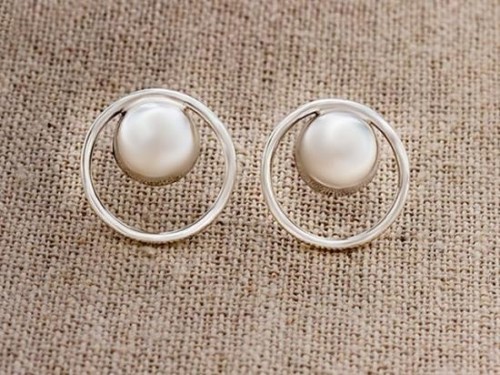 1 pair of 925 Sterling Silver Ball Circle Hoop Stud Earrings 14 mm.