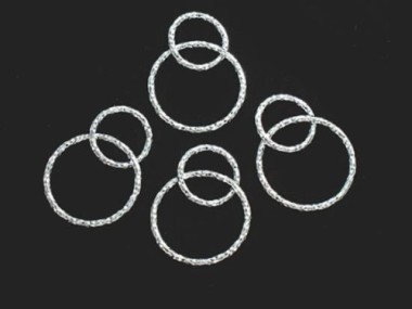 925 Sterling Silver Double Diamond Cut Circle Rings Charms Links. Connectors 20x14.5 mm.