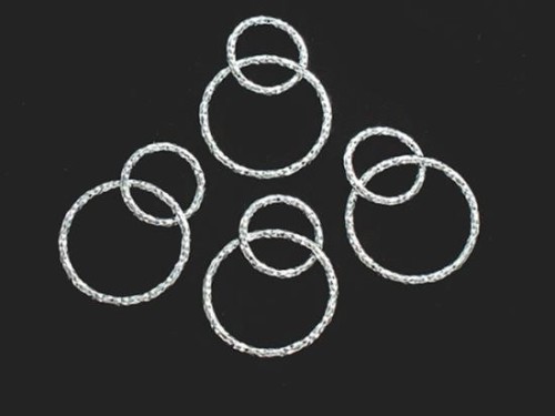 4 of 925 Sterling Silver Double Diamond Cut Circle Rings Charms Links. Connectors 20x14.5 mm.