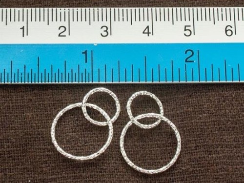 4 of 925 Sterling Silver Double Diamond Cut Circle Rings Charms Links. Connectors 20x14.5 mm.