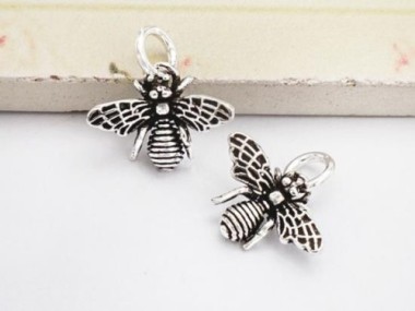 2 of 925 Sterling Silver Bee Charms 9x14 mm.