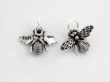 925 Sterling Silver Bee Charms 9x14 mm.