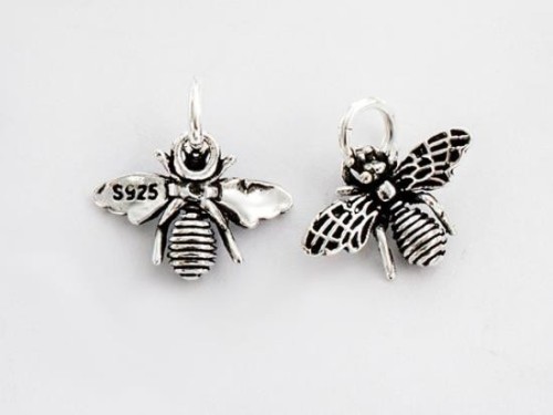 2 of 925 Sterling Silver Bee Charms 9x14 mm.