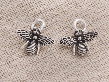 925 Sterling Silver Bee Charms 9x14 mm.