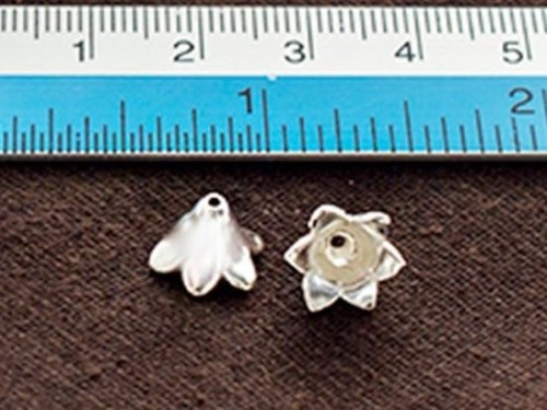 4 of Karen Hill Tribe Silver Flower Bead Caps 10x7 mm.