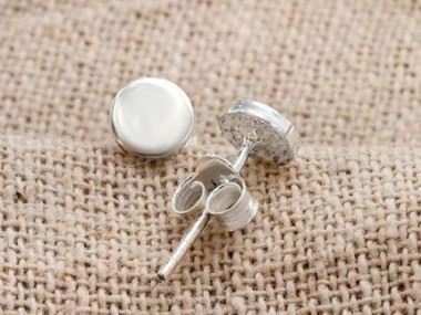 925 Sterling Silver Tiny Circle Disc Stud Earrings 5mm.