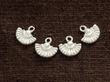 925 Sterling Silver Tiny Fan Charms 8x5.5mm.