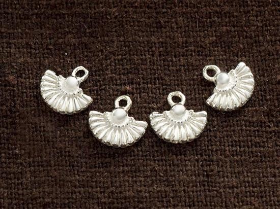 4 of 925 Sterling Silver Tiny Fan Charms 8x5.5mm.