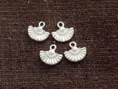 925 Sterling Silver Tiny Fan Charms 8x5.5mm.