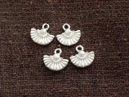 4 of 925 Sterling Silver Tiny Fan Charms 8x5.5mm.