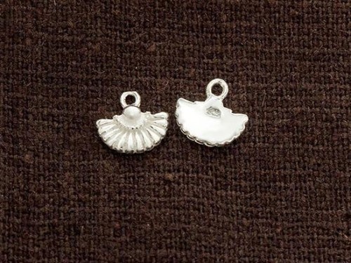 4 of 925 Sterling Silver Tiny Fan Charms 8x5.5mm.