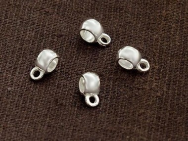 4 of 925 Sterling Silve Tube Hanger Bails with 3.5mm hole.,Bail Charm Holder Spacer with Loop