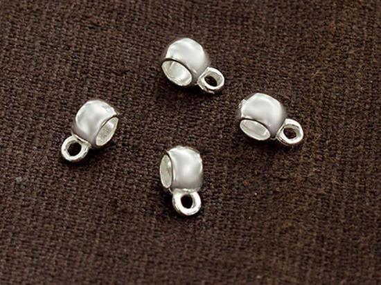 4 of 925 Sterling Silve Tube Hanger Bails with 3.5mm hole.,Bail Charm Holder Spacer with Loop