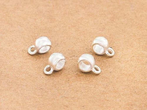 4 of 925 Sterling Silve Tube Hanger Bails with 3.5mm hole.,Bail Charm Holder Spacer with Loop