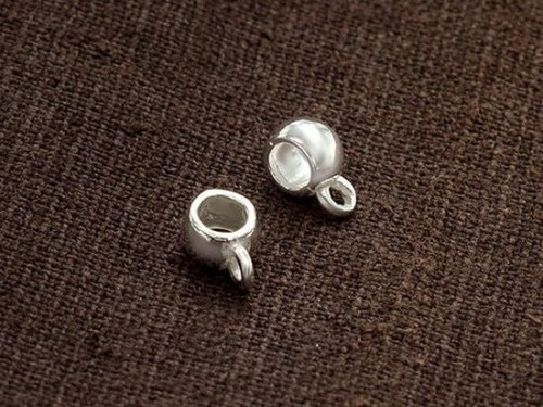 4 of 925 Sterling Silve Tube Hanger Bails with 3.5mm hole.,Bail Charm Holder Spacer with Loop