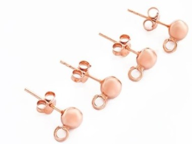 925 Sterling Silver Rose Gold Vermeil Style Post Stud Earrings 5mm