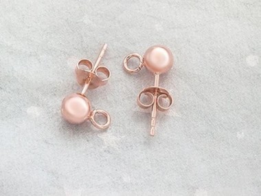 925 Sterling Silver Rose Gold Vermeil Style Post Stud Earrings 5mm