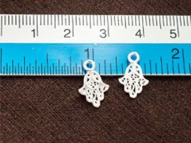 925 Sterling Silver Little Hamsa , Hand Of Fatima Charms 8x10 mm.