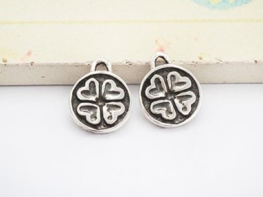 925 Sterling Silver Clover Disc Charms 10mm.