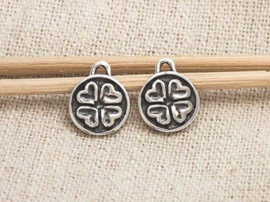 925 Sterling Silver Clover Disc Charms 10mm.