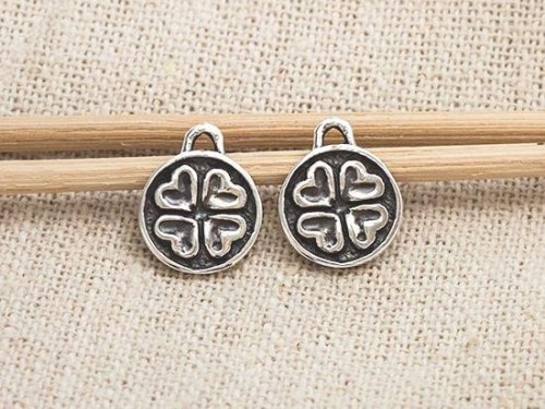 2 of 925 Sterling Silver Clover Disc Charms 10mm.