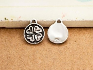 925 Sterling Silver Clover Disc Charms 10mm.