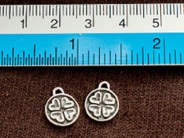 925 Sterling Silver Clover Disc Charms 10mm.