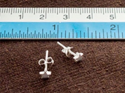 1 pair of 925 Sterling Silver Tiny Star Stud Earrings 4mm, Polish finish