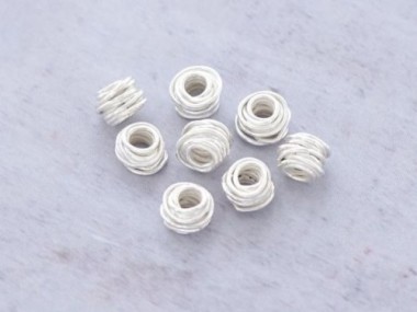 Karen Hill Tribe Silver Wire Drum Beads 6x4 mm.