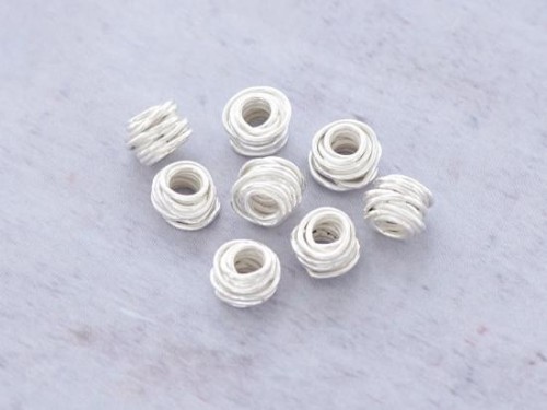 8 of Karen Hill Tribe Silver Wire Drum Beads 6x4 mm.