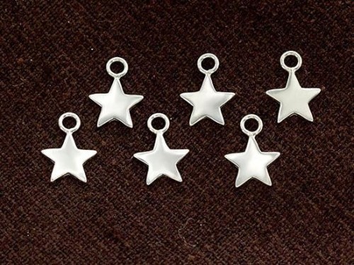 6 of 925 Sterling Silver Star Charms 8 mm