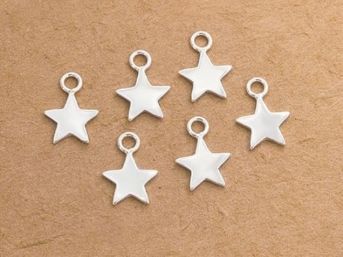 6 of 925 Sterling Silver Star Charms 8 mm