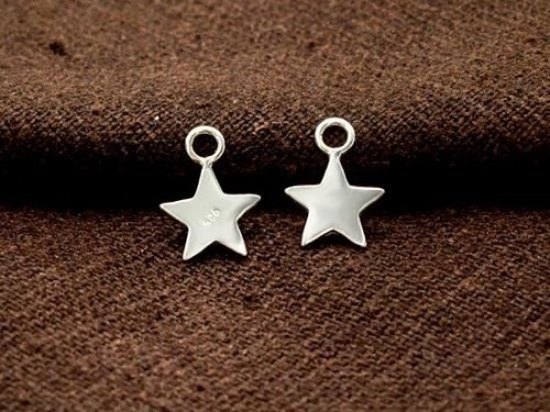 6 of 925 Sterling Silver Star Charms 8 mm