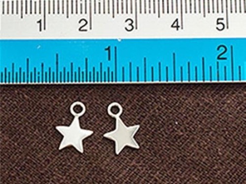 6 of 925 Sterling Silver Star Charms 8 mm