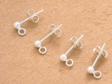 925 Sterling Silver Post Stud Earrings Findings, 3mm.