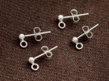 925 Sterling Silver Post Stud Earrings Findings, 3mm.