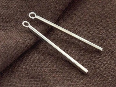 925 Sterling Silver Rectangle Stick Charms 1.4x30mm.