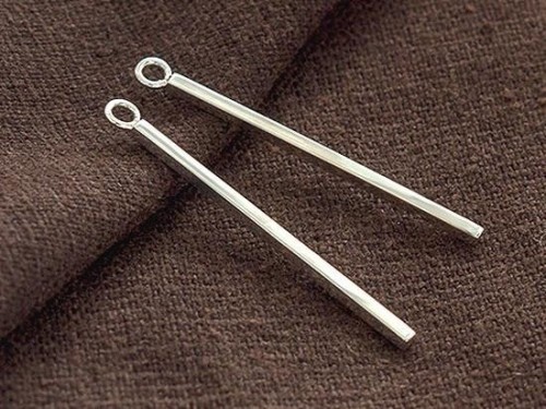 2 of 925 Sterling Silver Rectangle Stick Charms 1.4x30mm.