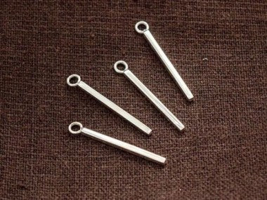 925 Sterling Silver Rectangle Stick Charms 1.4x20mm.