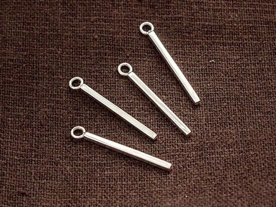 4 of 925 Sterling Silver Rectangle Stick Charms 1.4x20mm.