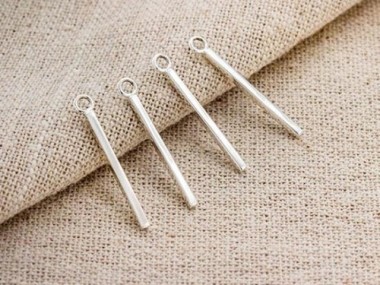 925 Sterling Silver Rectangle Stick Charms 1.4x20mm.