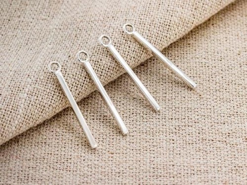 4 of 925 Sterling Silver Rectangle Stick Charms 1.4x20mm.