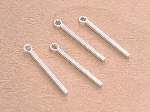 4 of 925 Sterling Silver Rectangle Stick Charms 1.4x20mm.